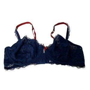 Gilligan & O'Malley Women's Balconette Lace Underwire Bra Blue Maroon Size 34C